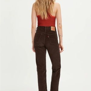 Levi’s brown corduroy wedgie straight jeans